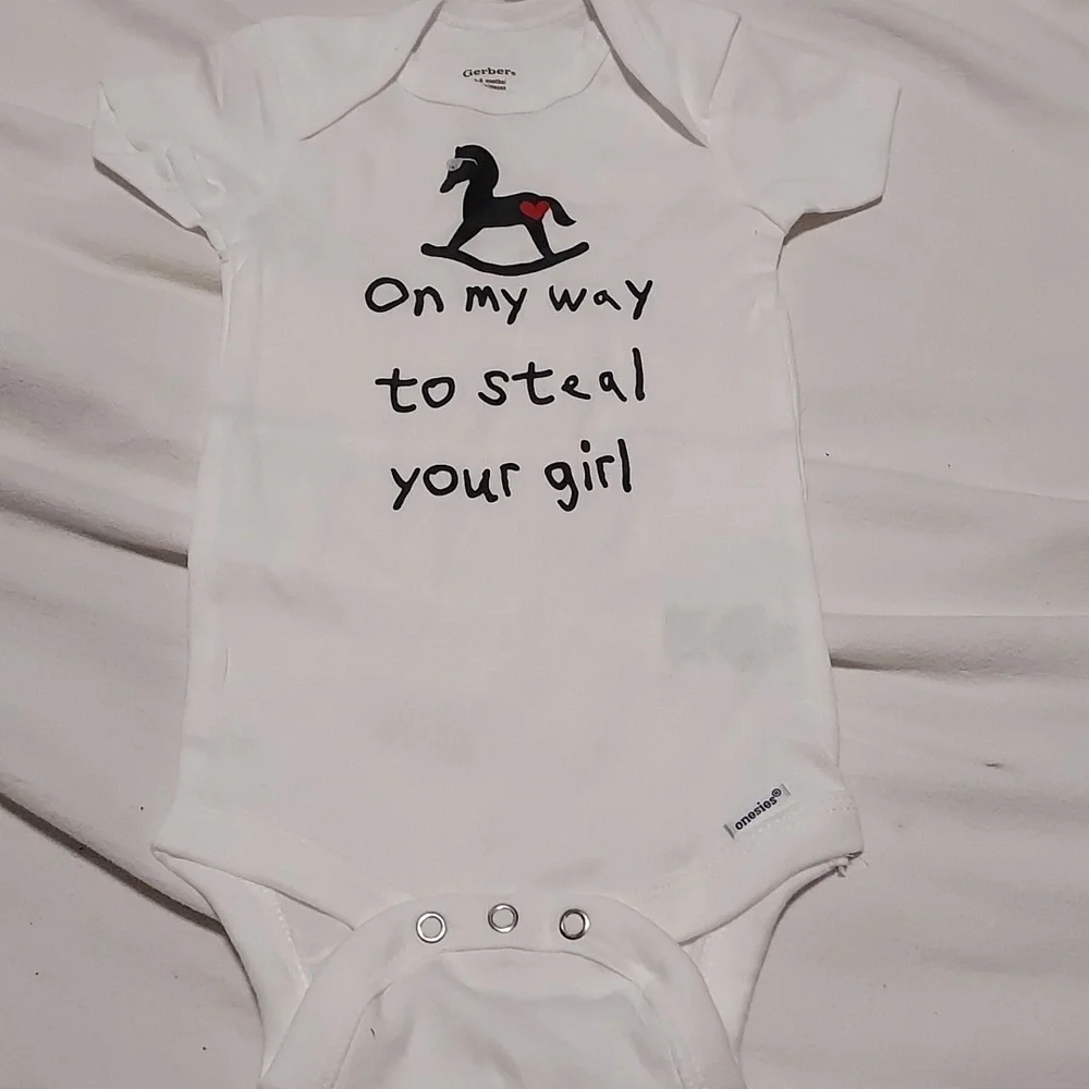 ON my way to steal your girl Gerber one piece size 3-6 M new without tag